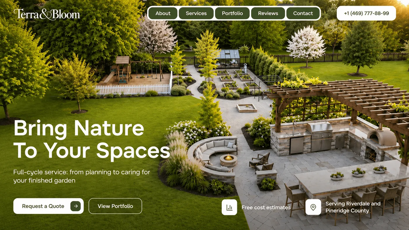 Homepage for a garden design and landscaping company.