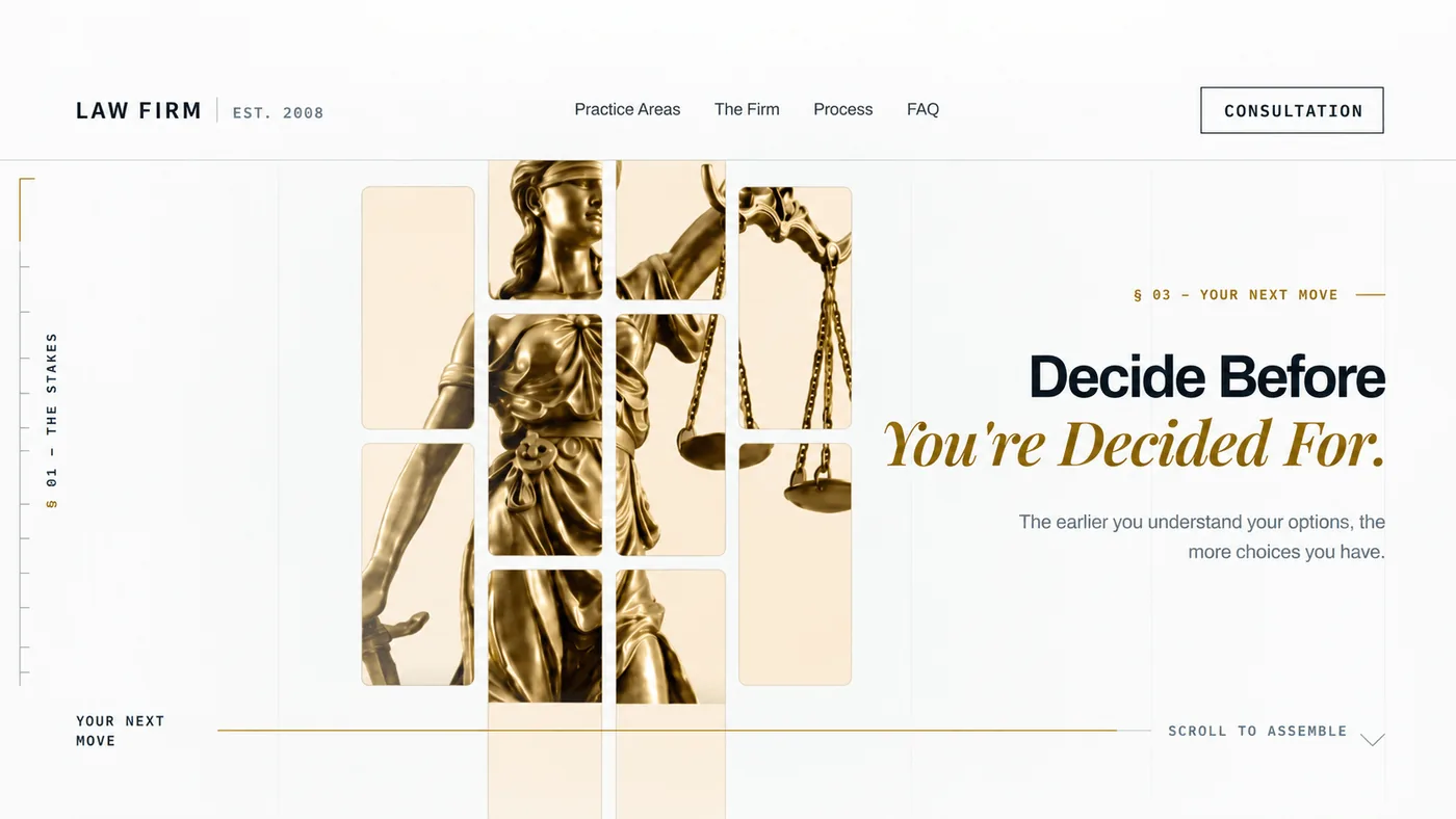 Homepage for a law firm.